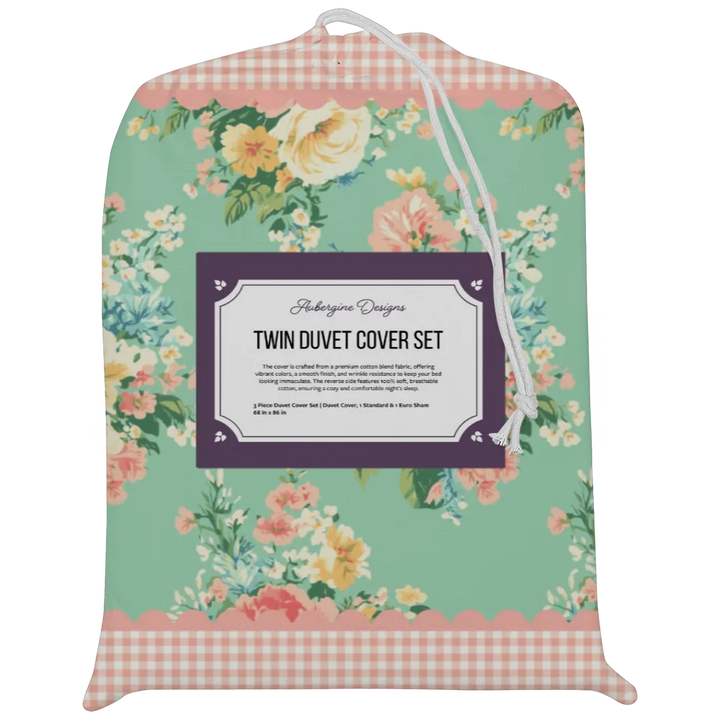 Vintage Cottage Collection Scalloped Duvet Cover Set - Florence (Aqua)