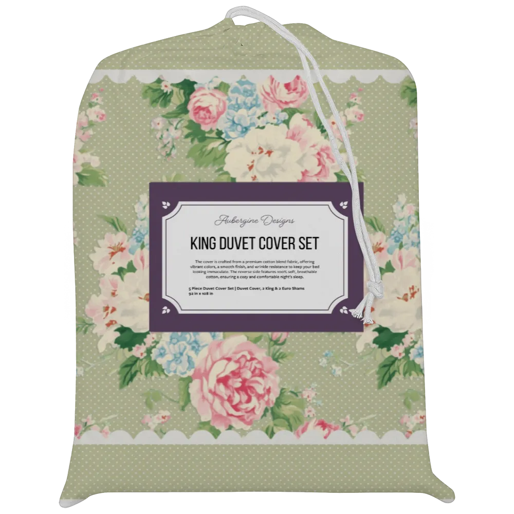 Vintage Cottage Collection Scalloped Duvet Cover Set - Emma (Khaki)