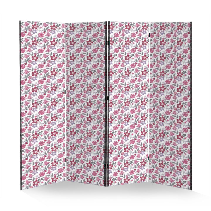 4 Panel Room Divider Folding Screen / Floral - Dragon Fruit