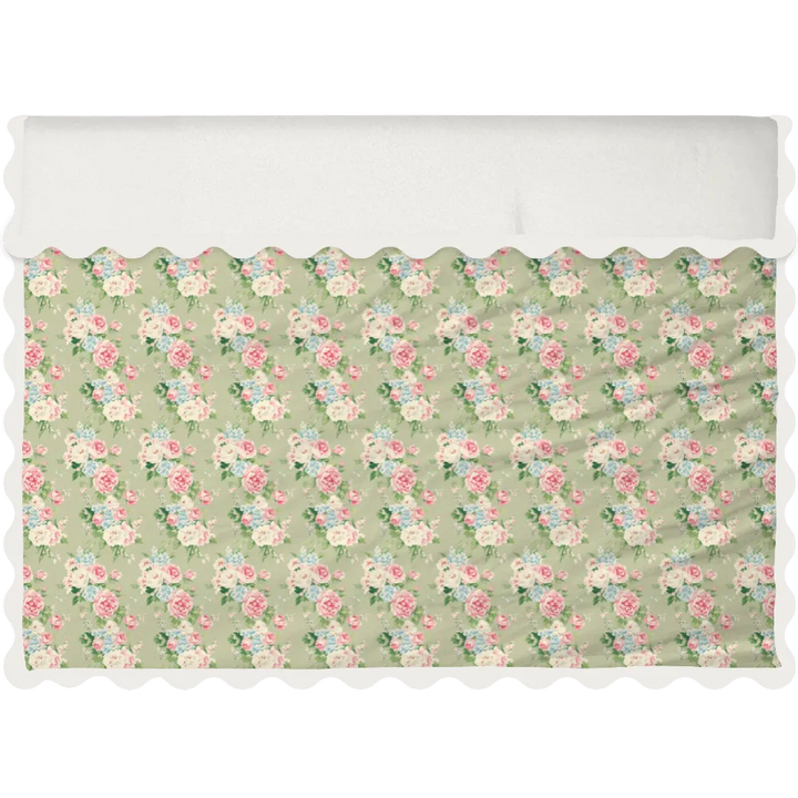 Vintage Cottage Collection Scalloped Duvet Cover Set - Emma (Khaki)