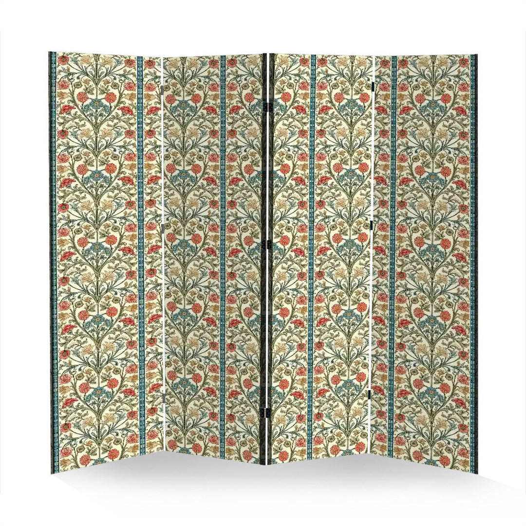 4 Panel Room Divider Folding Screen / Bouquets - William Morris Inspired Collection