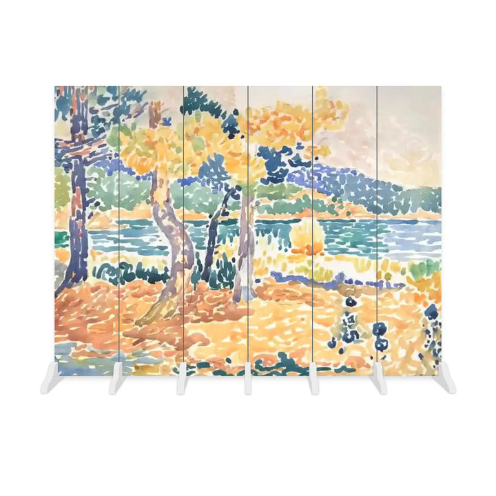 6 Panel Room Divider Folding Screen - Fine Art / Henri Edmond Cross / Pines on the Coastline (1856–1910)