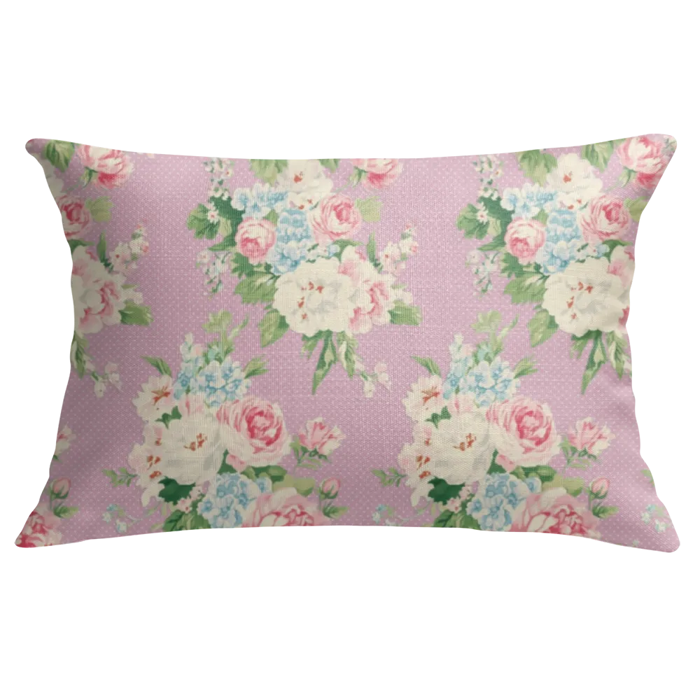 Emma - Lilac Floral Lumbar Pillow – Personalized Panel | Vintage Cottage Collection