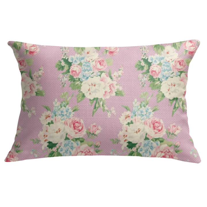 Emma - Lilac Floral Lumbar Pillow – Personalized Panel | Vintage Cottage Collection