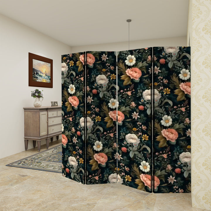 4 Panel Room Divider Folding Screen / Casual Garden