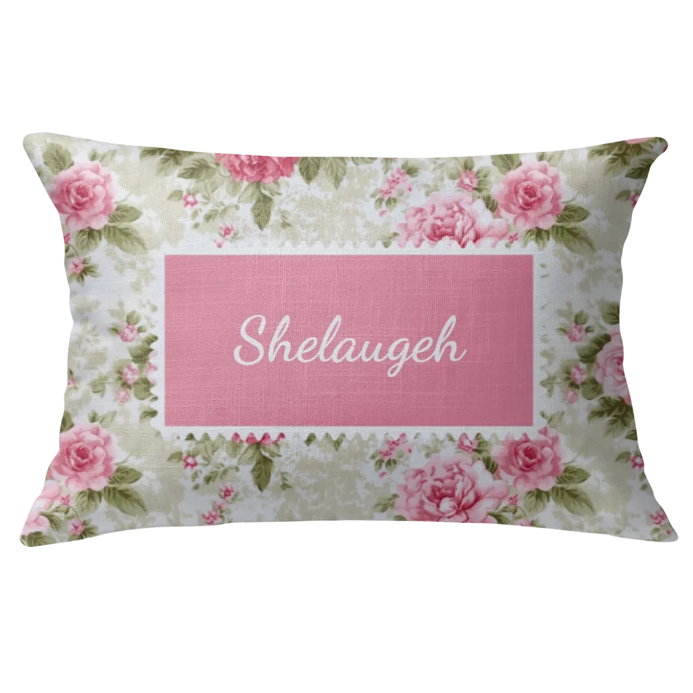Shelaugeh Floral Lumbar Pillow – Personalized Panel | Vintage Cottage Collection