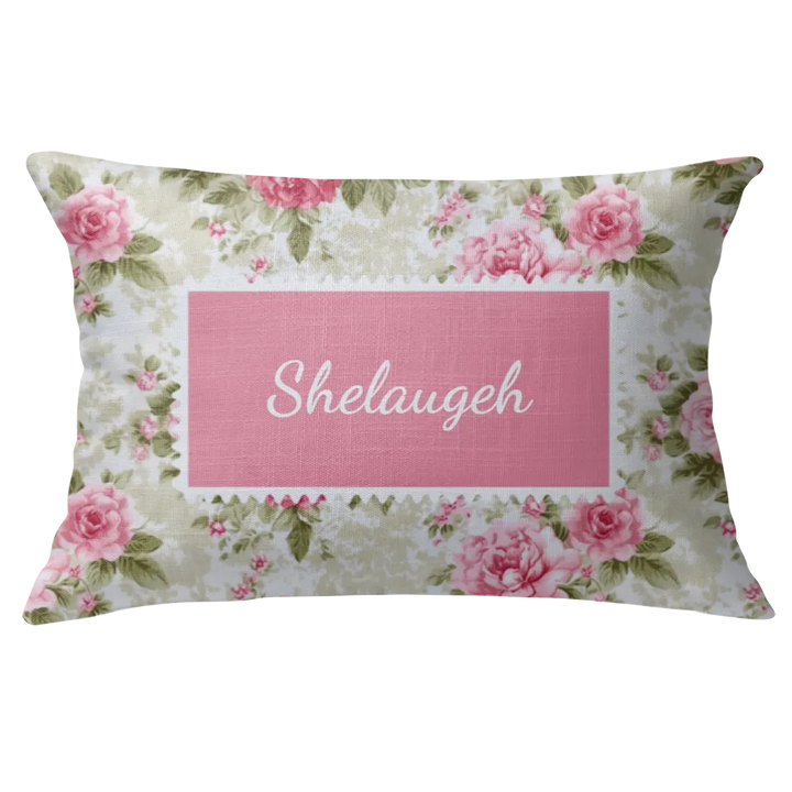 Shelaugeh Floral Lumbar Pillow – Personalized Panel | Vintage Cottage Collection