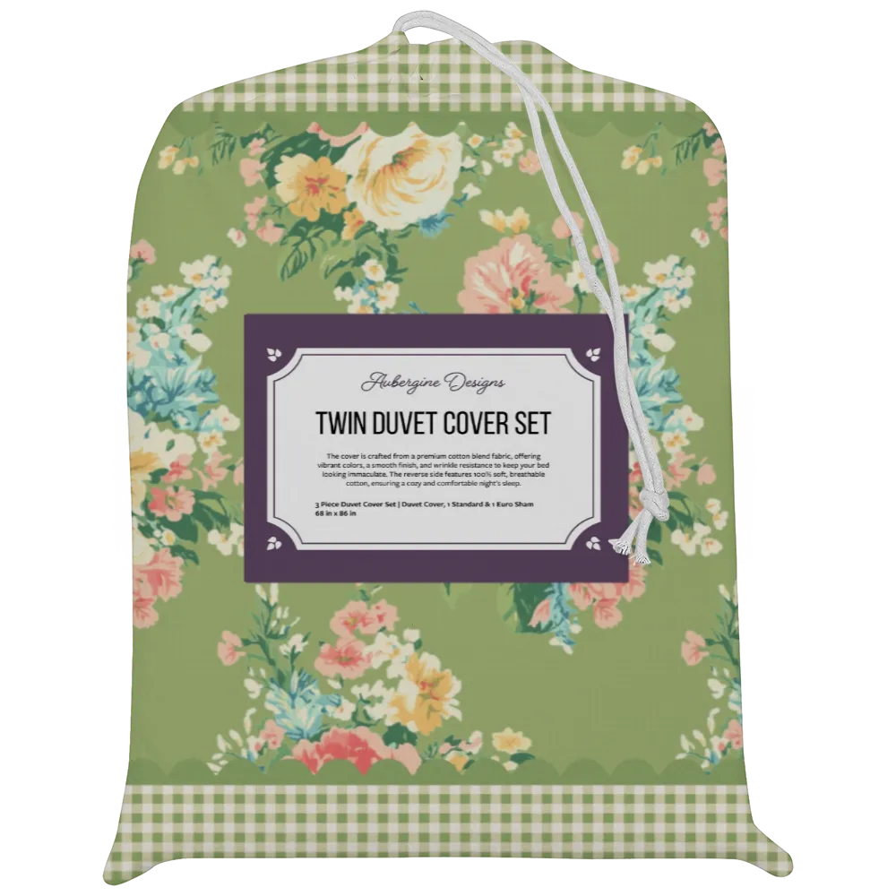 Vintage Cottage Collection Scalloped Duvet Cover Set - Florence (Lime)