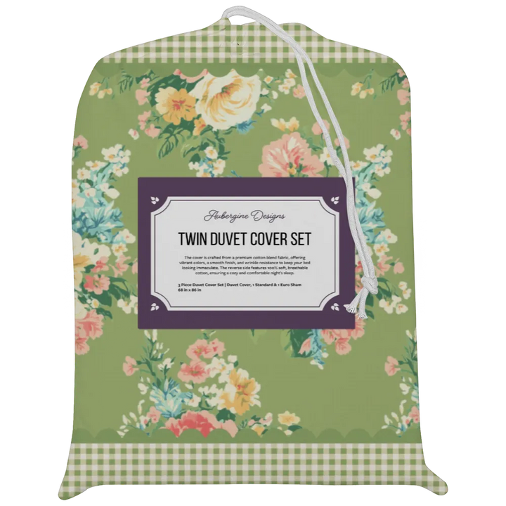 Vintage Cottage Collection Scalloped Duvet Cover Set - Florence (Lime)