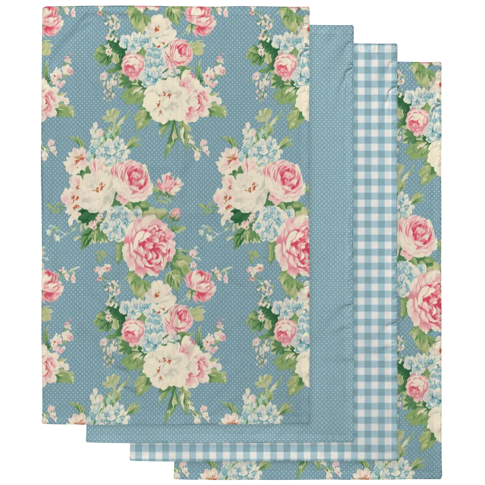 Emma - Bluejay Tea Towel Set (4) | Vintage Cottage Collection