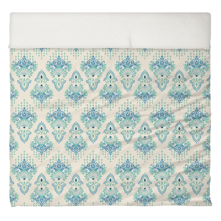 Blues &amp; Greens Anthology Duvet Cover Set – Ikat Damask (Aquastone)
