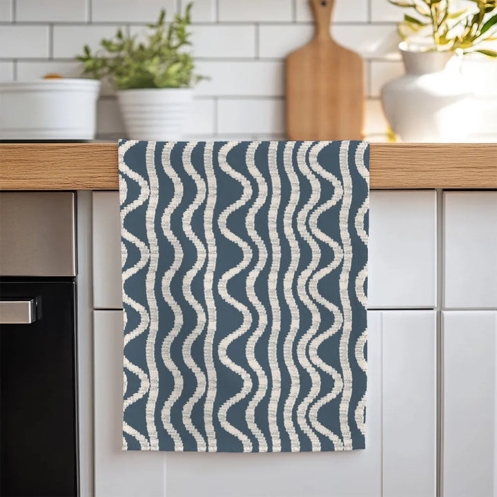 Ikat Fusion Tea Towel Set (6) – Sand &amp; Sea (Geometric)