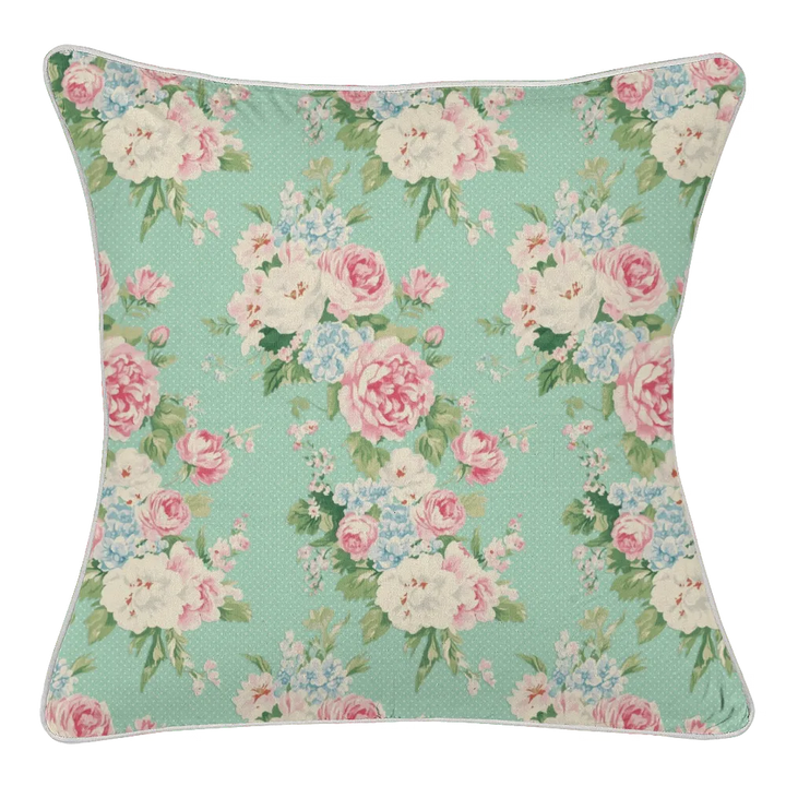 Vintage Cottage Pillow Trio – Emma (Seafoam)