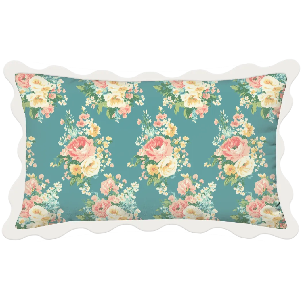 Vintage Cottage Collection Scalloped Duvet Cover Set - Florence (Blue)