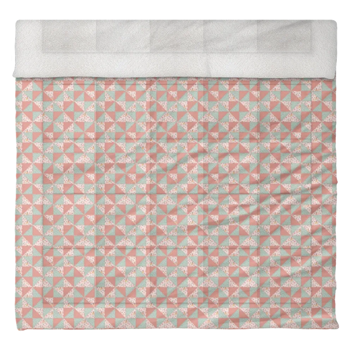 Luxury Flannel & Sherpa Comforter Set | Patchwork Pinwheel - Woodland Deer