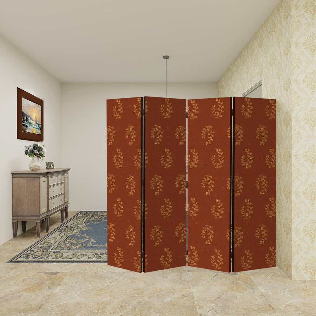 4 Panel Room Divider Folding Screen / Russet Summer