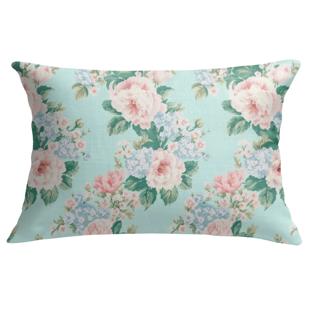 Braxton Floral Lumbar Pillow – Personalized Panel | Vintage Cottage Collection