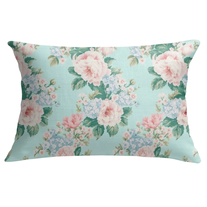 Braxton Floral Lumbar Pillow – Personalized Panel | Vintage Cottage Collection