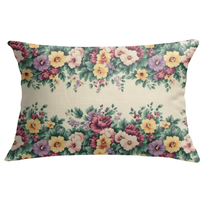 Millie Floral Lumbar Pillow – Personalized Panel | Vintage Cottage Collection