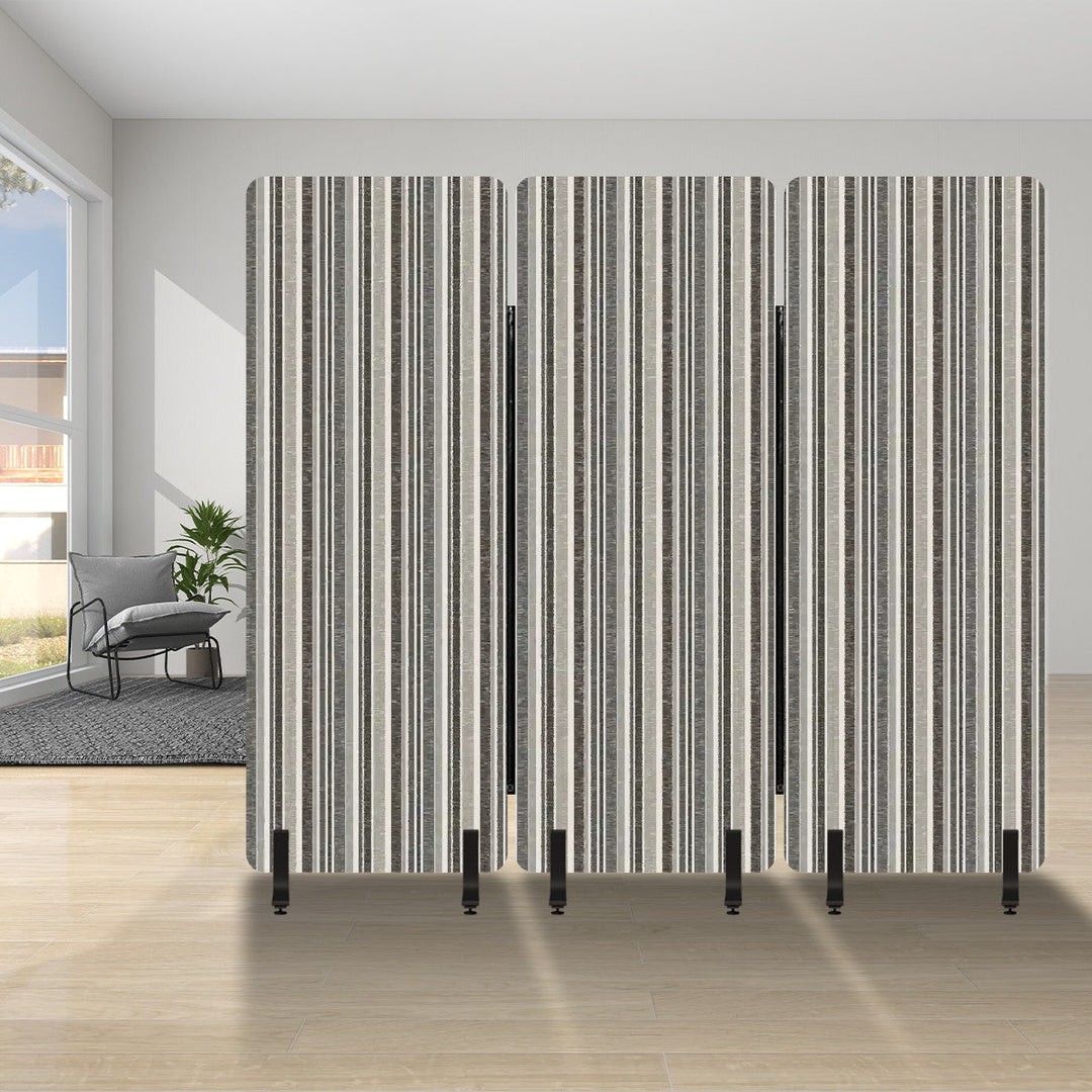 3 Panel Sound-Absorbing Room Divider / Sketchy Stripes