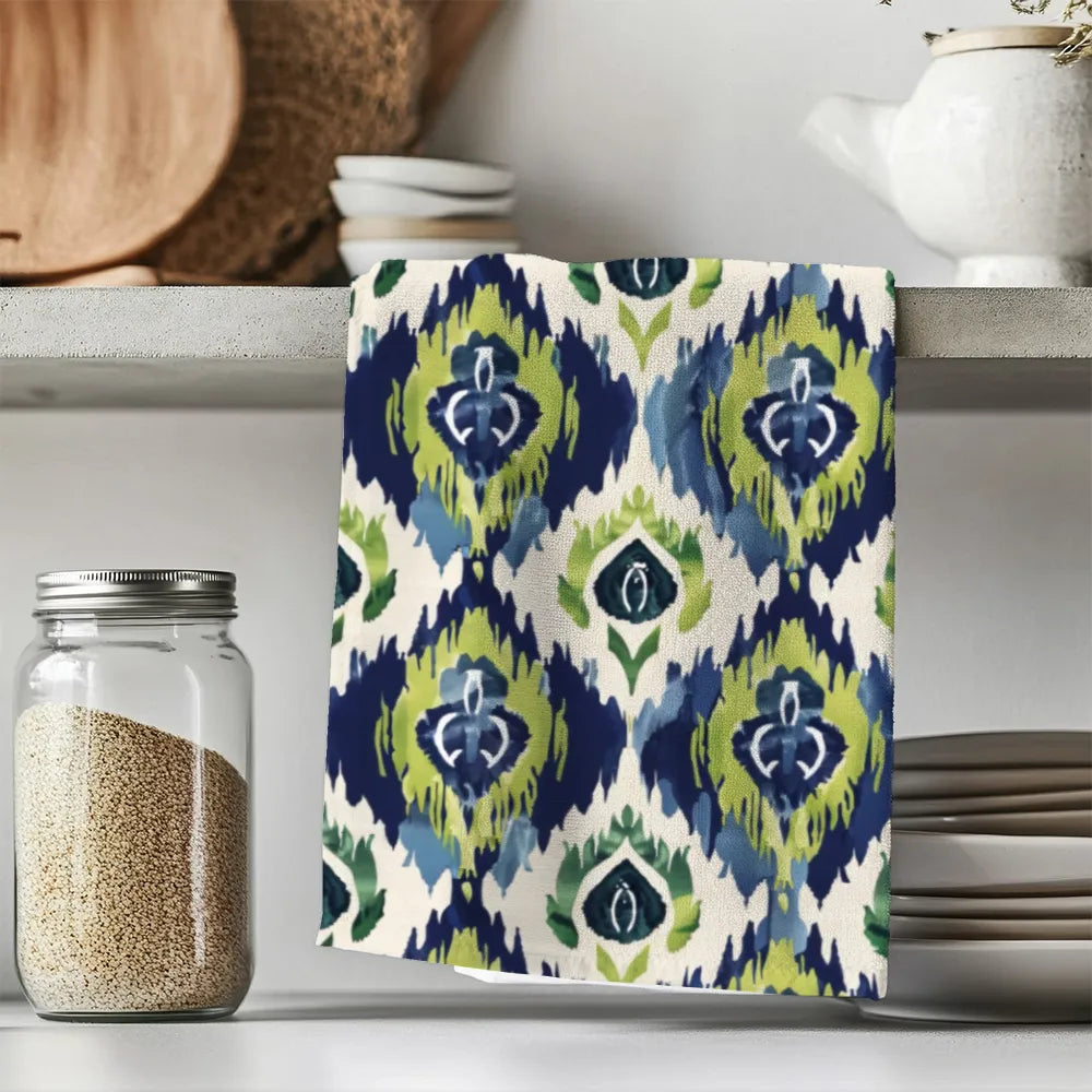 Ikat Fusion Tea Towel Set (6) – Peridot Blues