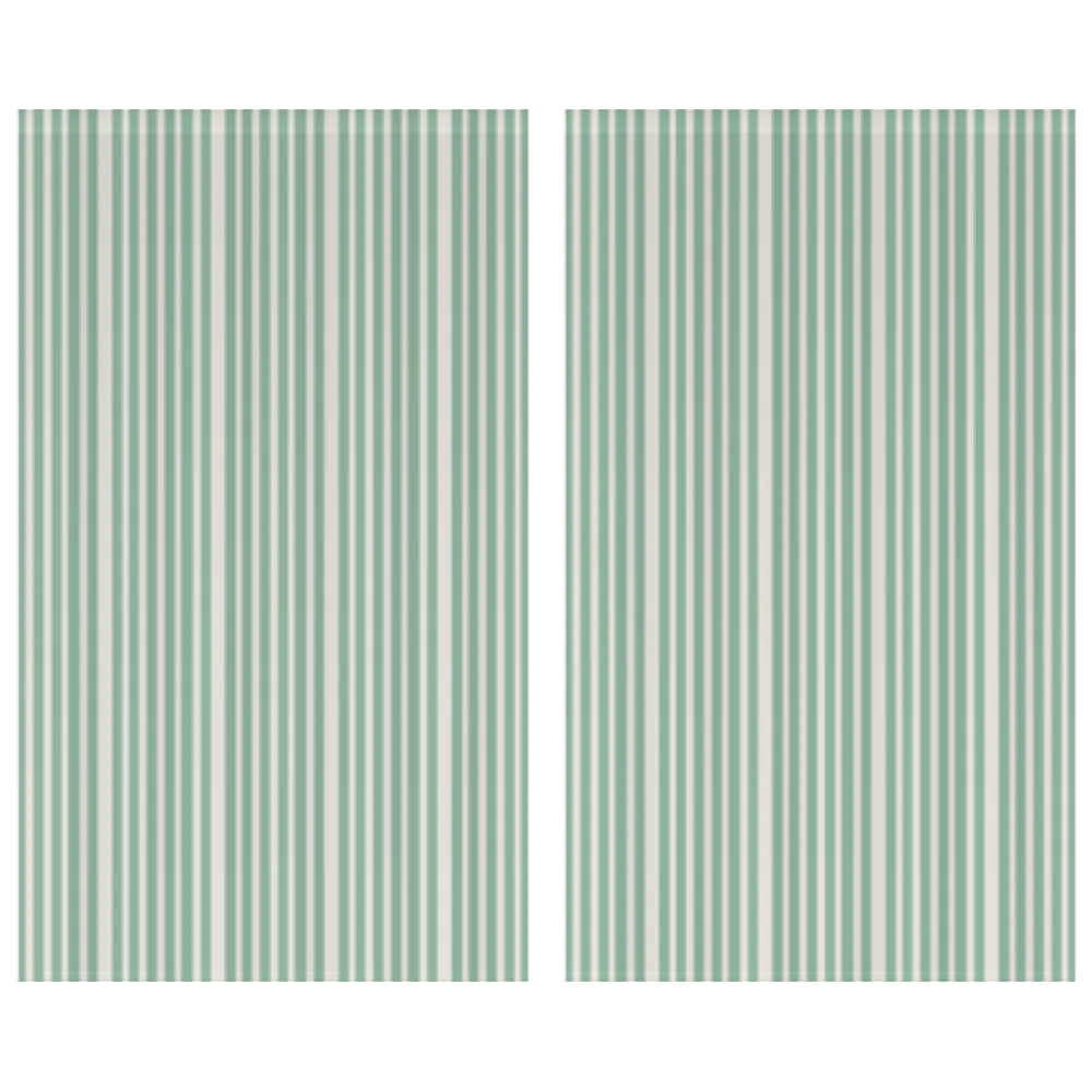 Window Curtain Set - Cotton Blend (2 Panels) | French Stripe - Spearmint