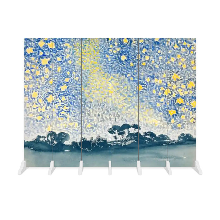 6 Panel Room Divider Folding Screen - Fine Art / Henri Edmond Cross / Landscape with Stars (1905–1908)