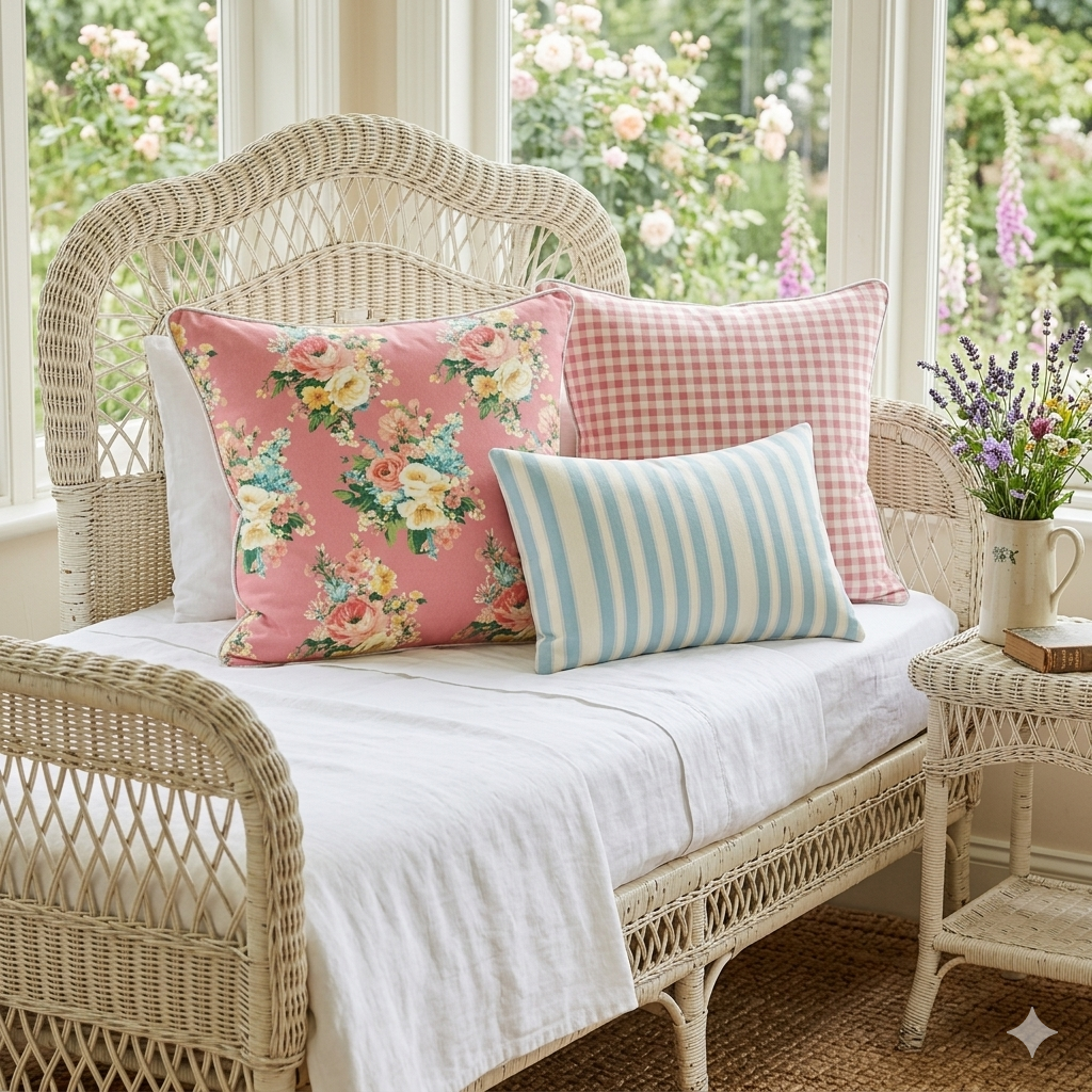 Vintage Cottage Pillow Trio – Florence (Peony)