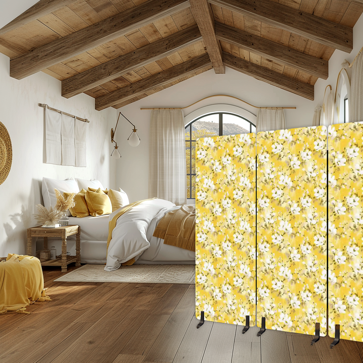 3 Panel Sound-Absorbing Room Divider / Distressed Cotton Blossom