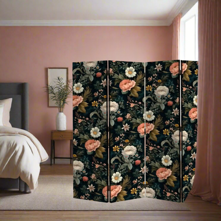 4 Panel Room Divider Folding Screen / Casual Garden