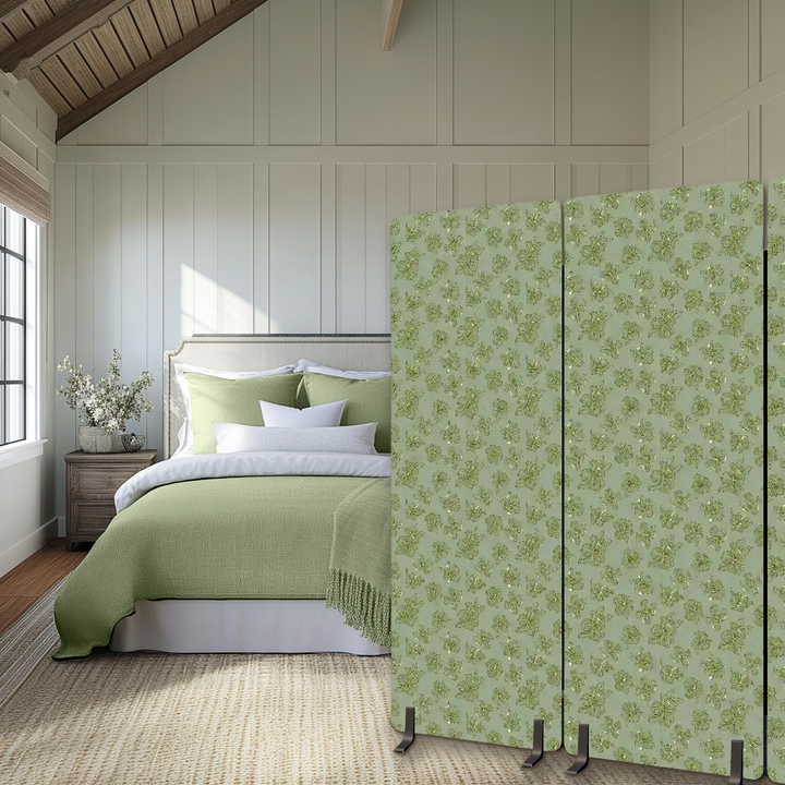 3 Panel Sound-Absorbing Room Divider / Dogwood Blossoms