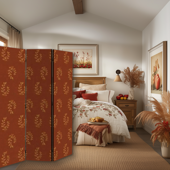 4 Panel Room Divider Folding Screen / Russet Summer