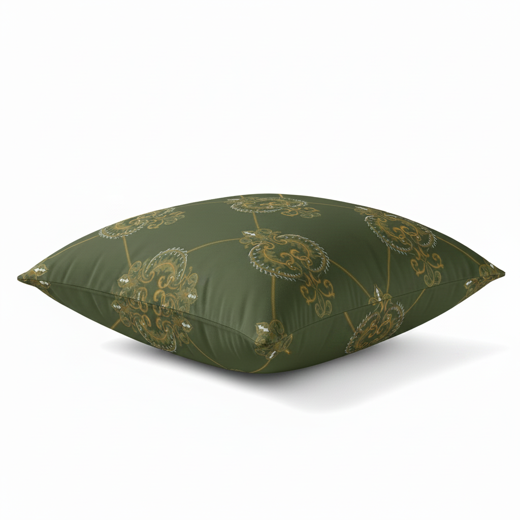 Harvest Garden Dutch Velvet Decorative Pillow - Heart Scroll (Deep Moss)