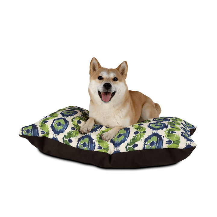 Designer Pet Bed - Ikat Fusion | Kelp Ribbon Blue Green