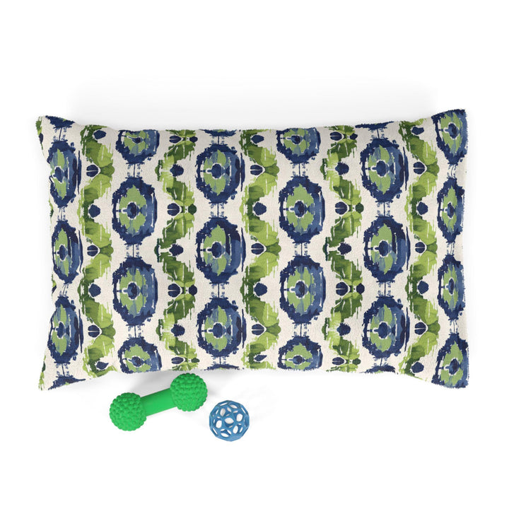 Designer Pet Bed - Ikat Fusion | Kelp Ribbon Blue Green