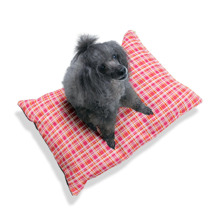 Designer Pet Bed - Pink Orange Glo Plaid