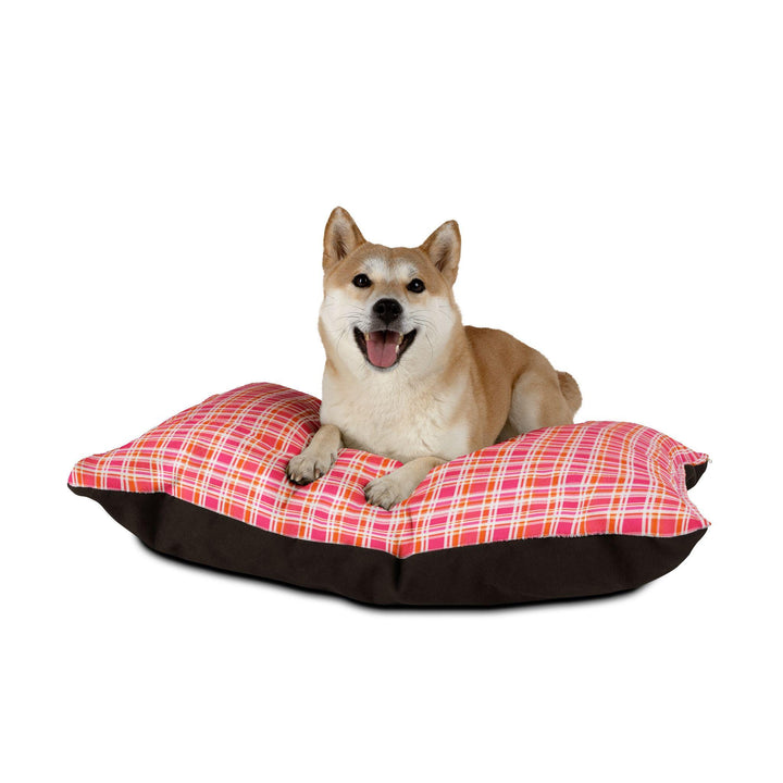 Designer Pet Bed - Pink Orange Glo Plaid