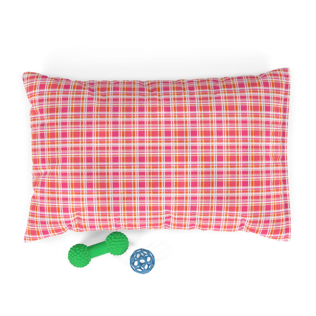 Designer Pet Bed - Pink Orange Glo Plaid