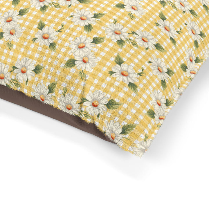 Designer Pet Bed - Vintage Daisy on Yellow Gingham