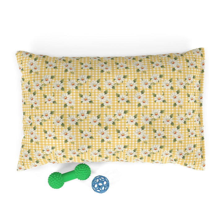 Designer Pet Bed - Vintage Daisy on Yellow Gingham