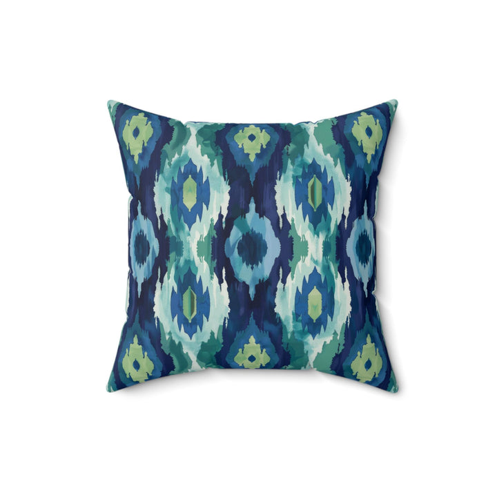 Microsuede Suede Cushion / Ikat Fusion - Emerald Green Sapphire Blue Collection