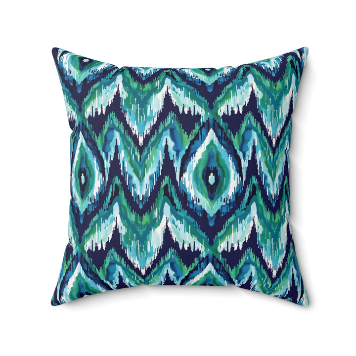 Microsuede Suede Cushion / Ikat Fusion - Emerald Green Sapphire Blue Collection