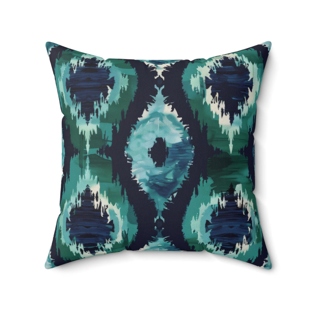 Microsuede Suede Cushion / Ikat Fusion - Emerald Green Sapphire Blue Collection