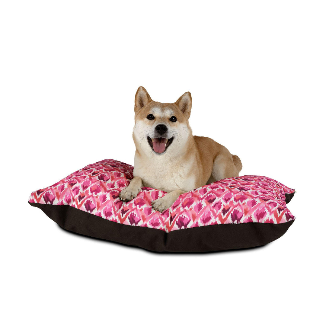 Designer Pet Bed - Ikat Fusion | Pink Feather Boa