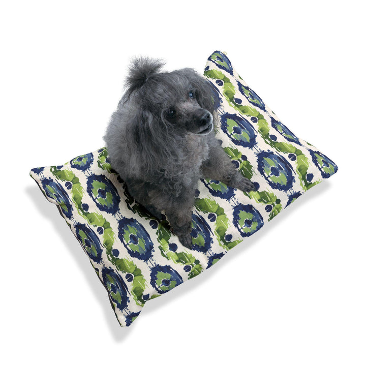 Designer Pet Bed - Ikat Fusion | Kelp Ribbon Blue Green