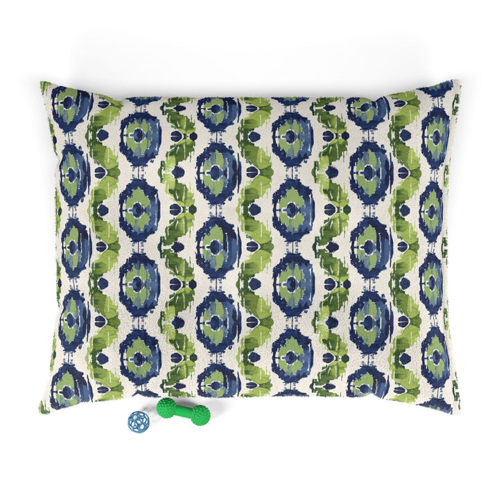 Designer Pet Bed - Ikat Fusion | Kelp Ribbon Blue Green