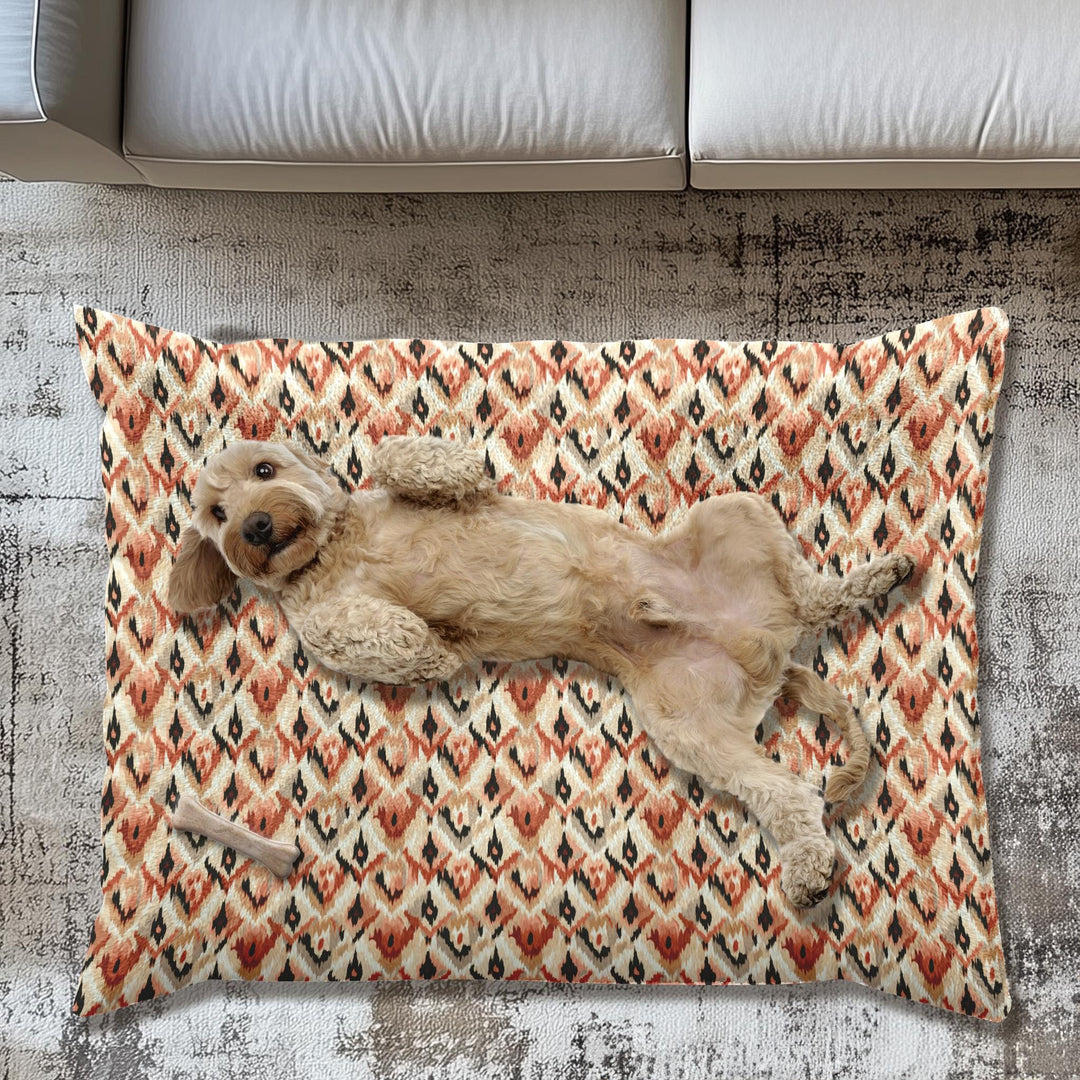 Designer Pet Bed - Ikat Fusion | Blush and Beige