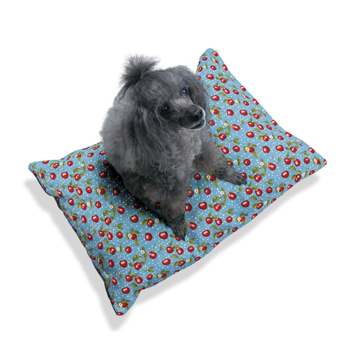 Designer Pet Bed - Vintage Cherries on Blue