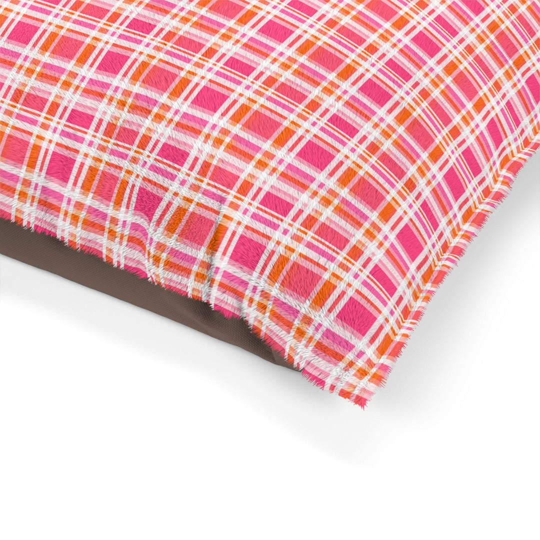 Designer Pet Bed - Pink Orange Glo Plaid