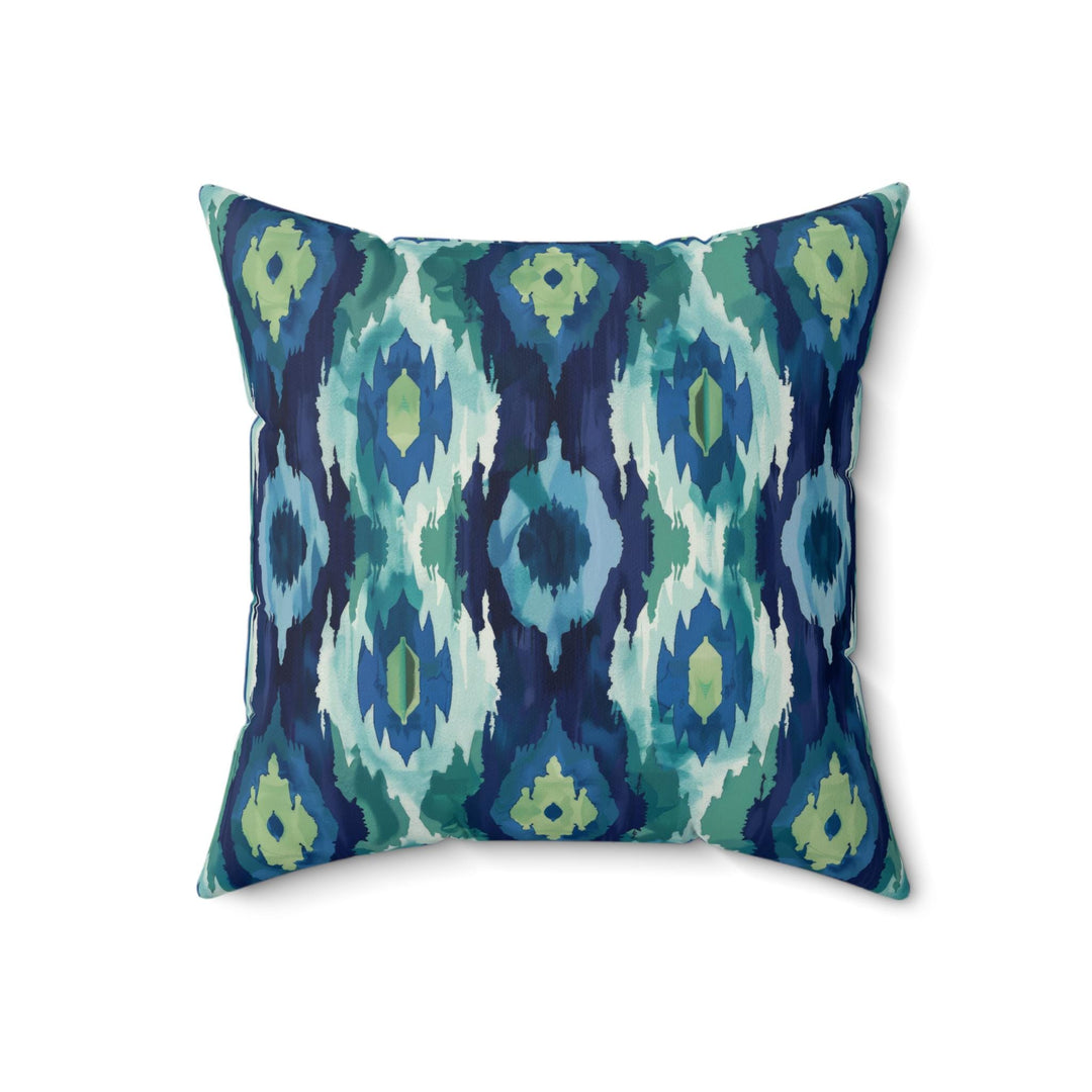 Microsuede Suede Cushion / Ikat Fusion - Emerald Green Sapphire Blue Collection